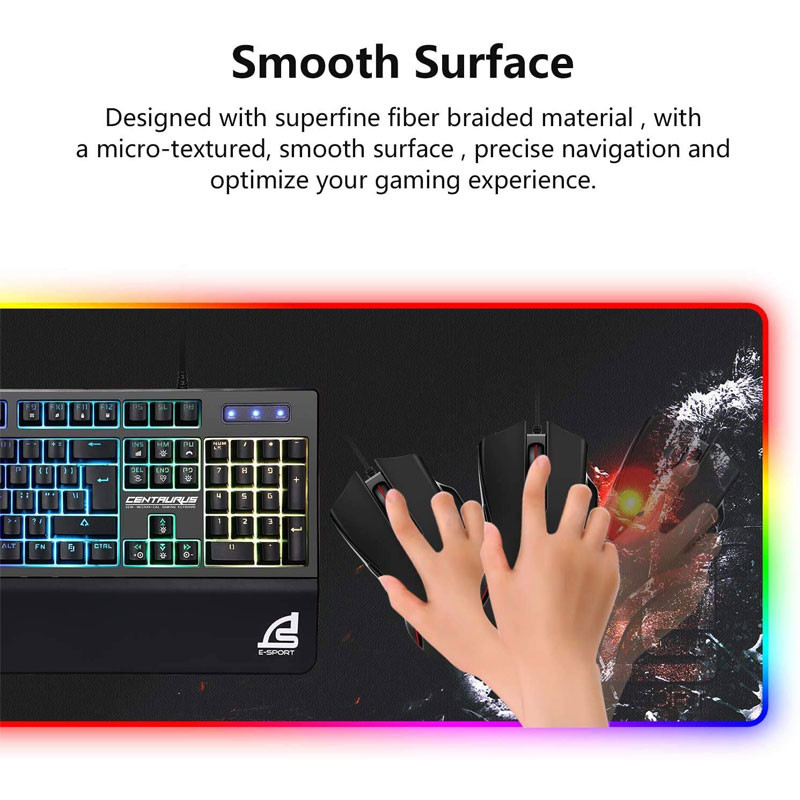 LED PU 15W Wireless Charging Keyboard Mat Soft Extended Mousepad