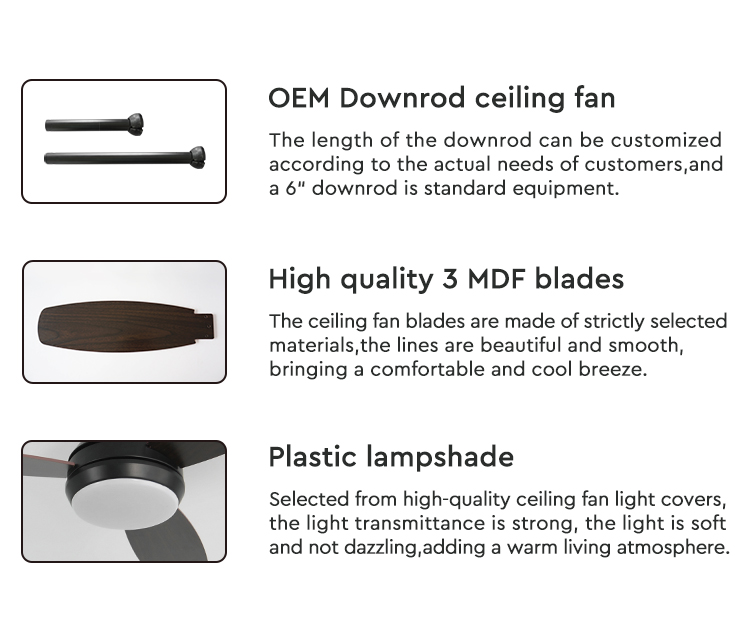 Switch Type Remote Control 42 Inch LED Ceiling Fan with MDF Blades and LED Light