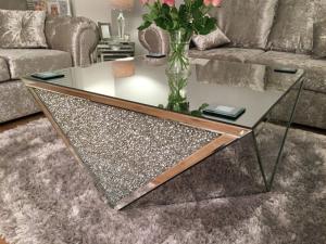 Wholesale Unique Diamond shape Coffee Table with Crushed Diamonds Inlay from china suppliers