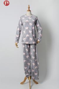 China EU Standard Butterfly Print Soft Bathrobe Warm Fleece Women Pajamas Set on sale