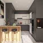 Handle-Free Design Black Lacquer Kitchen Cabinets for Customization in Apartment