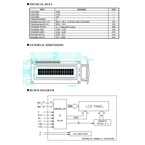Customize STN FSTN KS0066 IC 2 Line 1602 Character Lcd Display Module