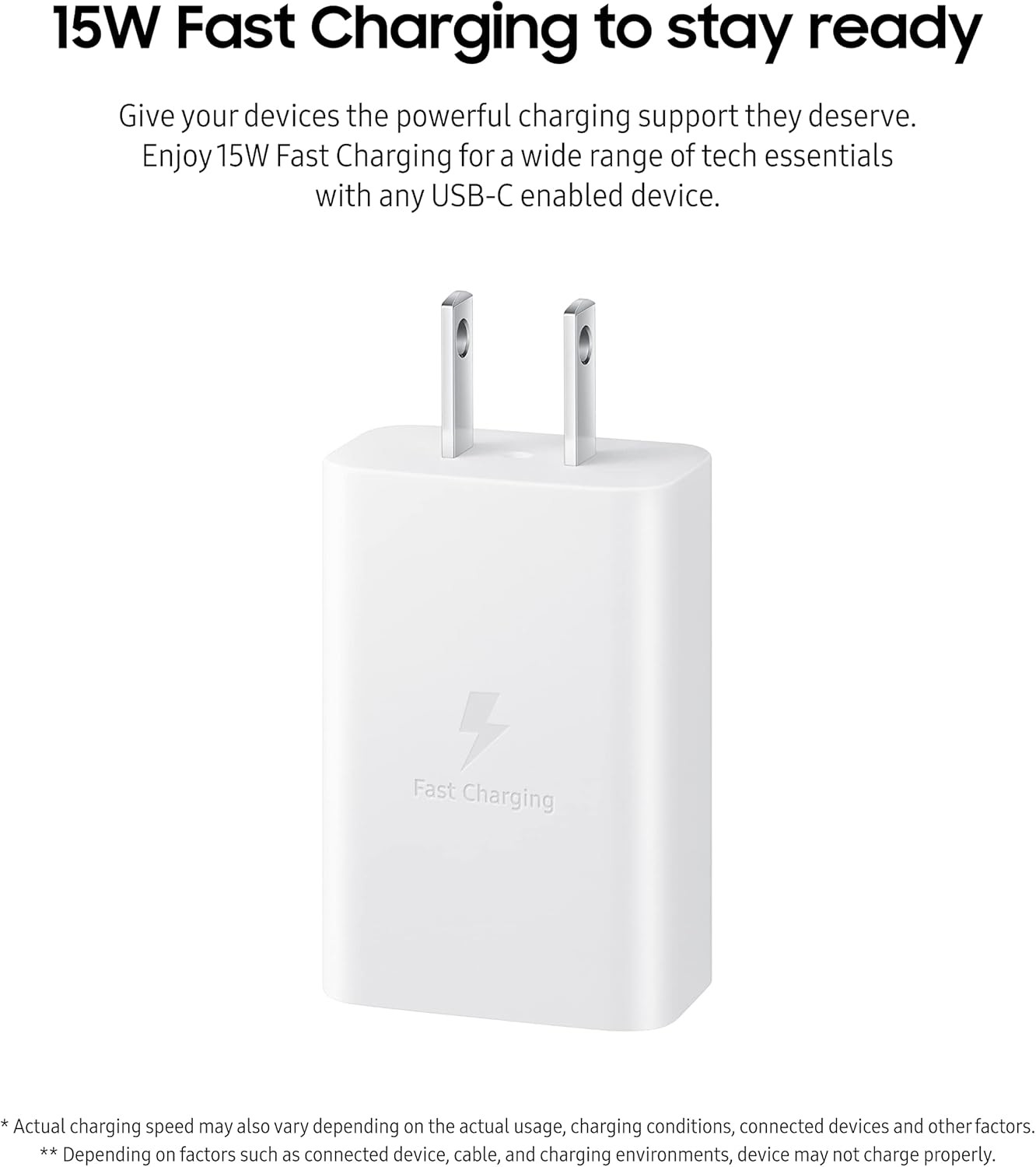 US Pin PD USB-C Fast Wall Charger Travel Power Adapter 15W For S22/S21/S20/Note20/A5
