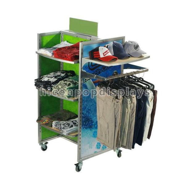 4 - caster Retail Visual Merchandising Displays Wood Movable Floor Standing