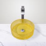 Cylinder Glass Wash Basin Unit With Center Drain Location Countertop Sinks