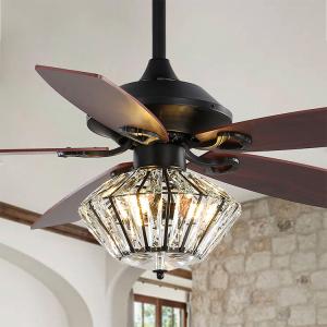 Wholesale 120V 52Inch 5 Metal Blade Matt Black Ceiling Fan With Remote Control For Living Room Indoor from china suppliers