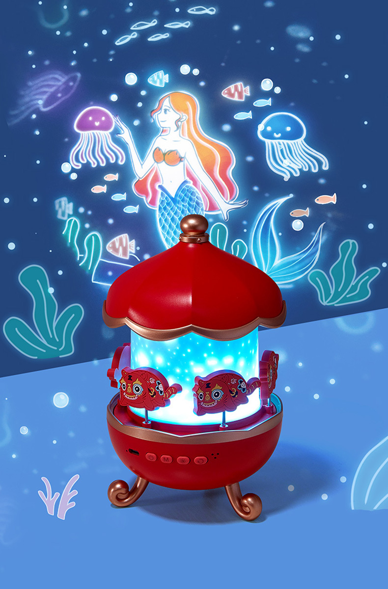 Christmas Gift Dream Star Projector Night Light Creative Rotary House Music Box Projector Lamp With Wireless Speaker