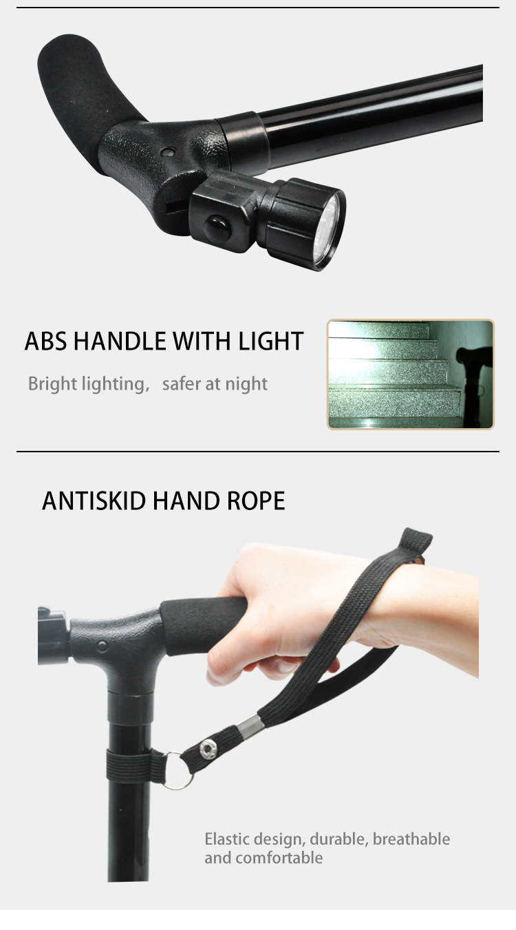 Hot Selling Home Care Folding Walking Cane Sticks With Led Light For Elder