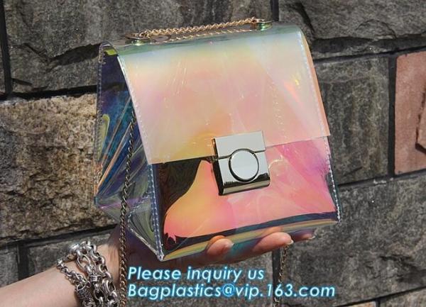 Women's Holographic Laser PVC Chain Cross Body Bag Clutch Shoulder Bag, Women