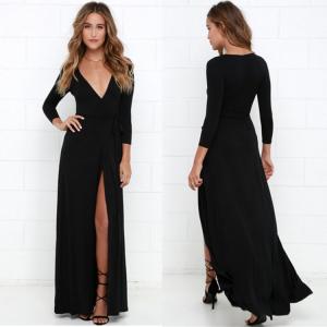 Wholesale Sexy Long Plain Black Dresses For Girls from china suppliers