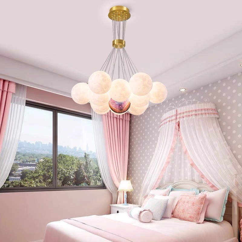 Nordic 3D Printed Moon Lampshade Ceiling Chandelier New LED lustre Moon Hanging lamp(WH-MI-434)
