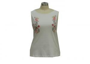 China Cotton Jersey Embroidery Ladies Tank Tops Crew Neck Camisole OEM / ODM on sale
