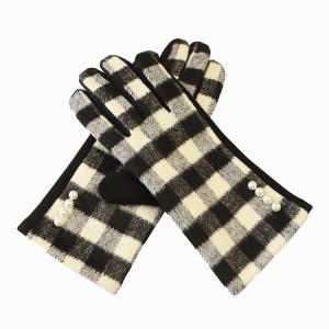 Wholesale Christmas 22x16cm Windproof Heated Gloves Grid Winter Ladies Mittens Fleece Thick from china suppliers