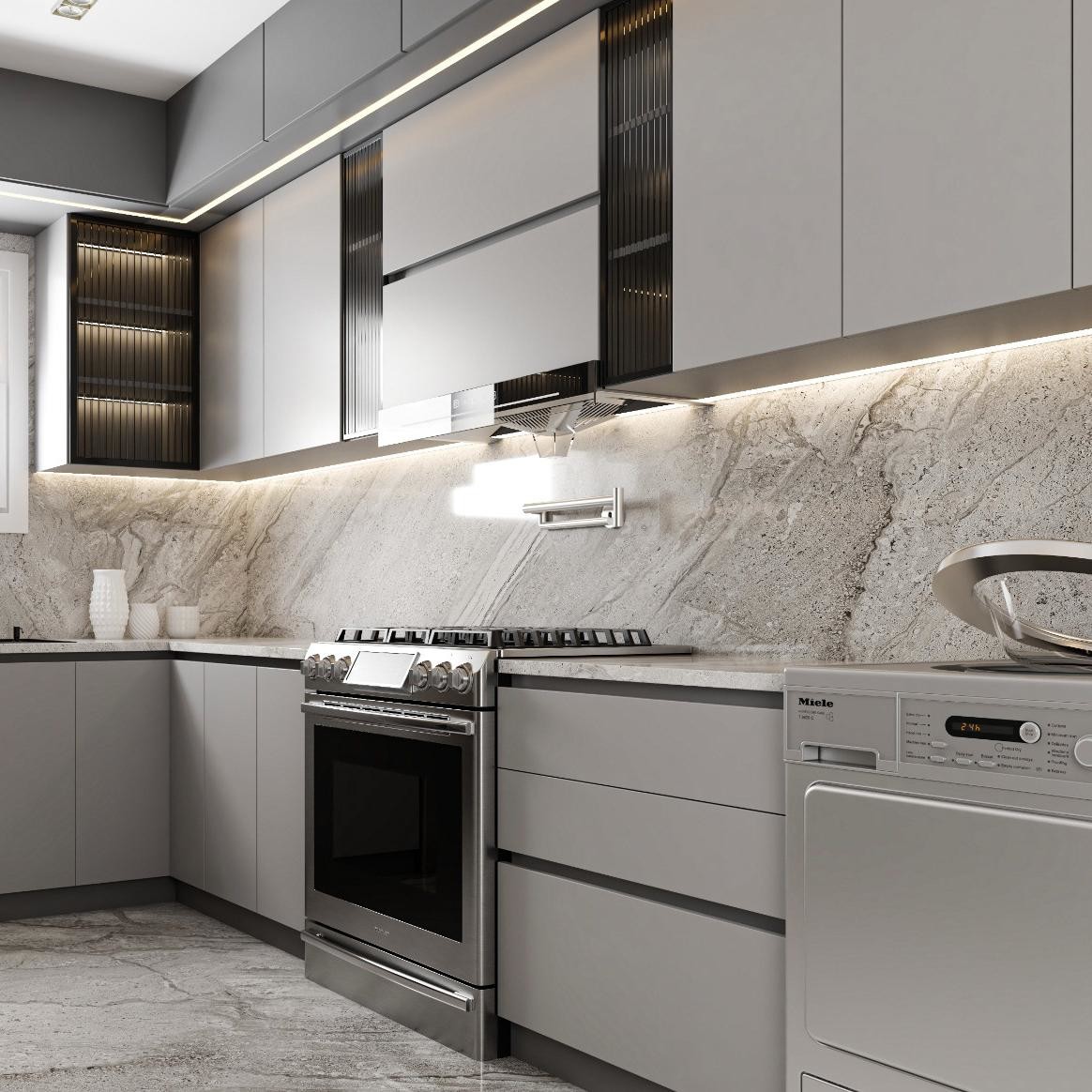 Smart Custom Kitchen Cabinets Design White Melamine Full Luxury Modern Kitchen Furniture Cabinet Sets For Home