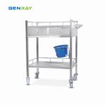 2 Layer Hospital Stainless Steel Medical Instrument Trolley
