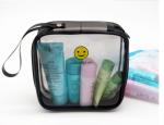 Plastic Sewing Zipper Makeup Bag , Smile Printing Clear Cosmetic Makeup Bag