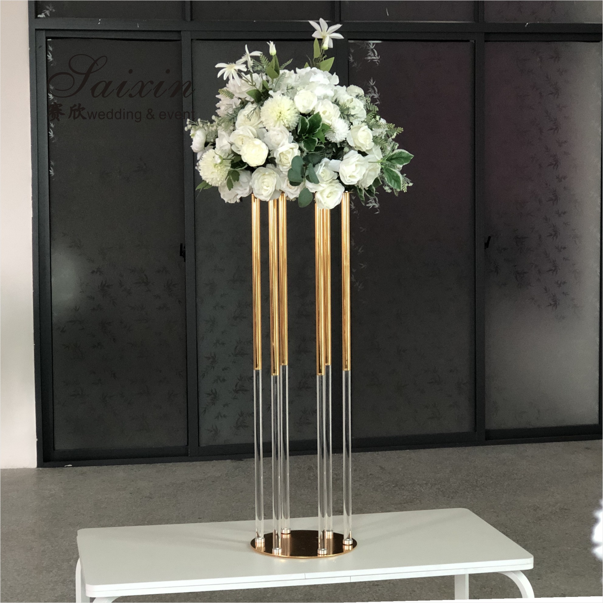 Small Crystal Flower Vase Clear For Flowers Wedding Centerpieces 90CM