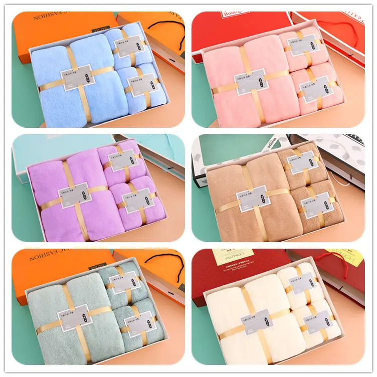 Bath Towel Set Gift for Home and Hotel in Customized Color Thick Coral Fleece