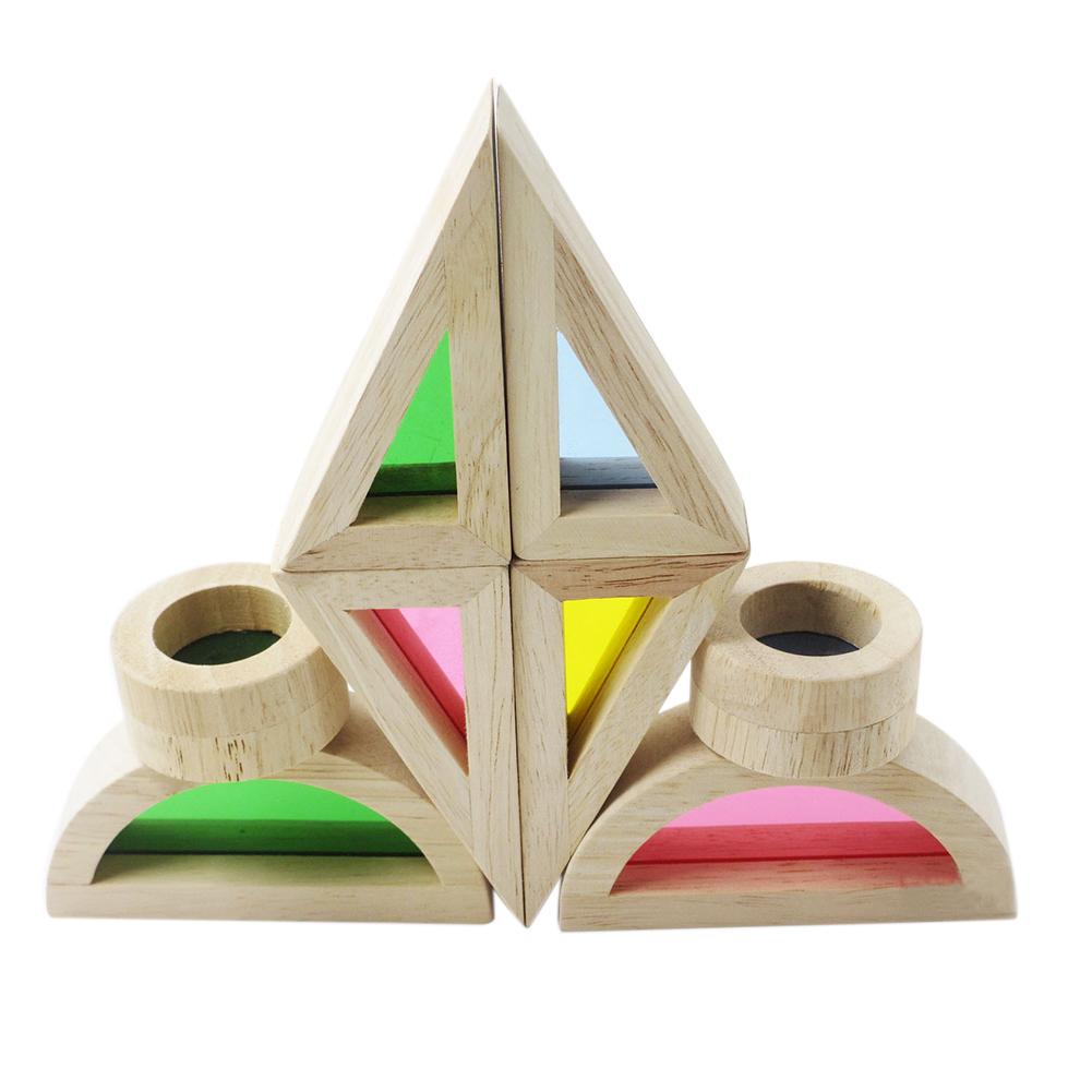 Acrylic Educational 24pcs Rainbow Building Blocks For Kids Gift