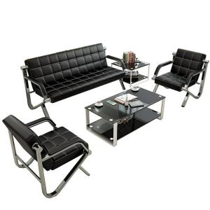 Wholesale Commercial Waiting Area Furniture Set with Modern Simple Leather Sofa and Coffee Table from china suppliers