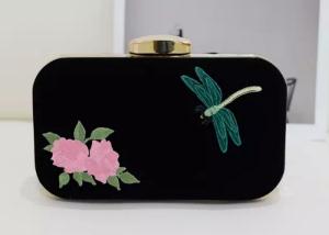 Wholesale Retro Peony Flower Embroidered Shoulder Bag , Dragonfly Pattern Personalised Clutch Bag from china suppliers