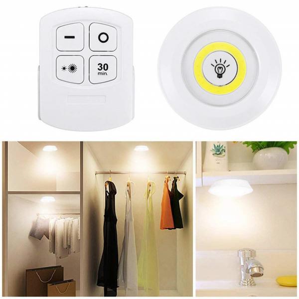 Quality COB Kitchen Bathroom Remote Light 5 leds Round Sensor Lamp AAA battery 1.5w 2w for sale