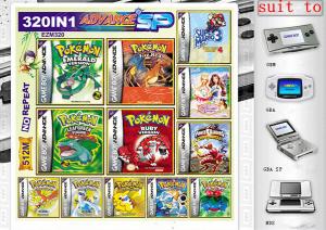 Wholesale 320 in1 include 320 kinds of Game Pokemon Yellow ect Pokemon Games cards for GBA Gameboy Advance video game console from china suppliers