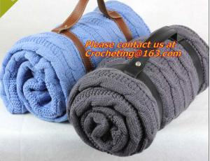 Wholesale Portable Plain Cable Knit Sofa Blanket Thin 100 Cotton Blanket, blanket, carpet, rugs from china suppliers