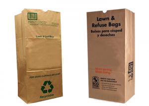 China Brown Multiwall Kraft Paper Bags Kitchen Garbage Lawn Paper Bags Recycled on sale