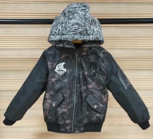 Wholesale Soft Kids Winter Down Jacket , Kids Black Bomber Jacket Detachable Fleece Hoody from china suppliers