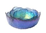 Electroplating Luster Gold Rim Lead Free Glass Bowls Irregular Salad Serving