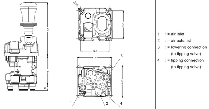 4 Hole Dump Truck Controls 71094-C M6 Mounting Holes With CE Approval