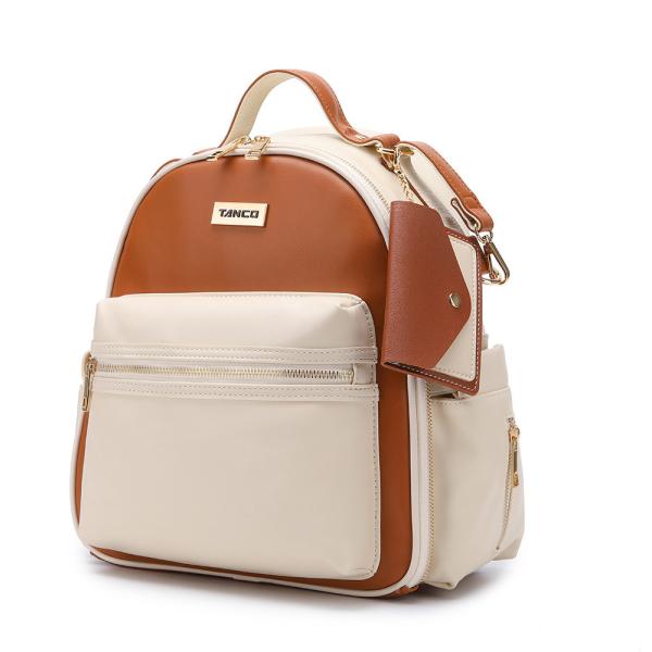 New PU Leather Mommy Nappy Bag Portable Baby Bottle Backpack Multifunction
