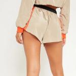 Crop Top Women Jogger Shorts Set Color Block Polyester Windbreaker Tracksuits