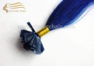 Wholesale 22&quot; Keratin Fusion Hair Extensions for sale - 22&quot; 1.0G Blue Italian Keratin Pre Bodned Flat Tip Hair Extensions For Sale from china suppliers