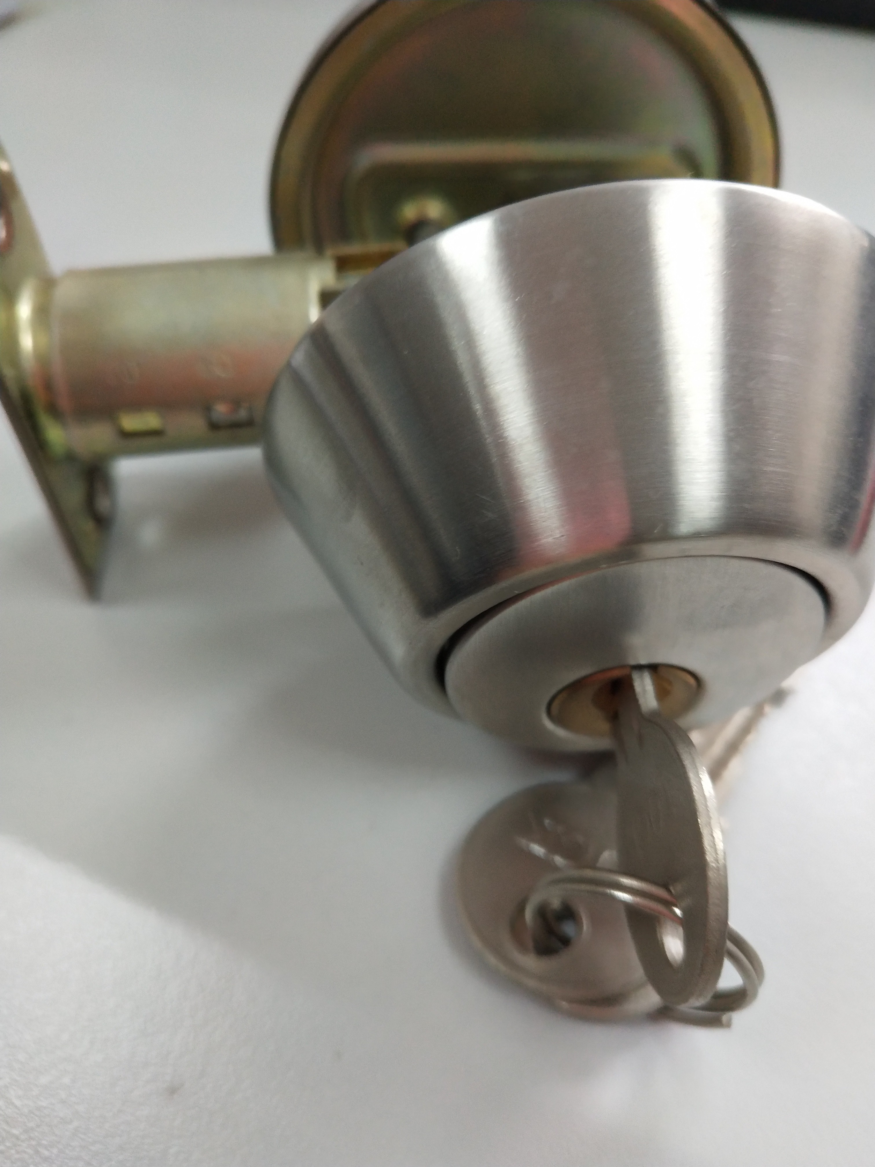 Custom Polished Stainless Steel Bedroom Door Knobs With Brass Cylinder