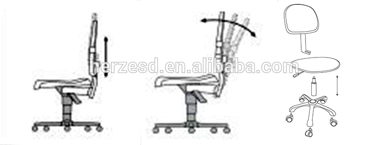 ESD Fabric Antistatic Chair PU Leather Work Stool Adjustable Height