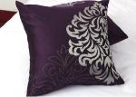 Luxury Flowers Square Pillow Covers Pattern Embroidered Purple Throw Pillows