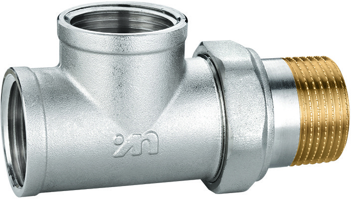 4508 Nickel Plated Three-Way Manifold Brass TRV Valve Part DN20 DN25 with Female Threaded Ends x Flexible Male Nipple