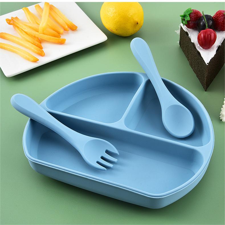 OEM/ODM 1pcs Safe Silicone Plate Spoons and Forks Tableware Baby Feeding Set Baby Products