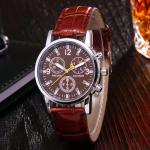 Chronograph 3ATM Blue Leather Strap Watch 41mm Men'S Water Resistant