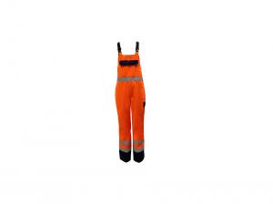 China Man 250GSM CVC Reflective Working Bib Overalls With Adjustable Braces Clasps buckles on sale