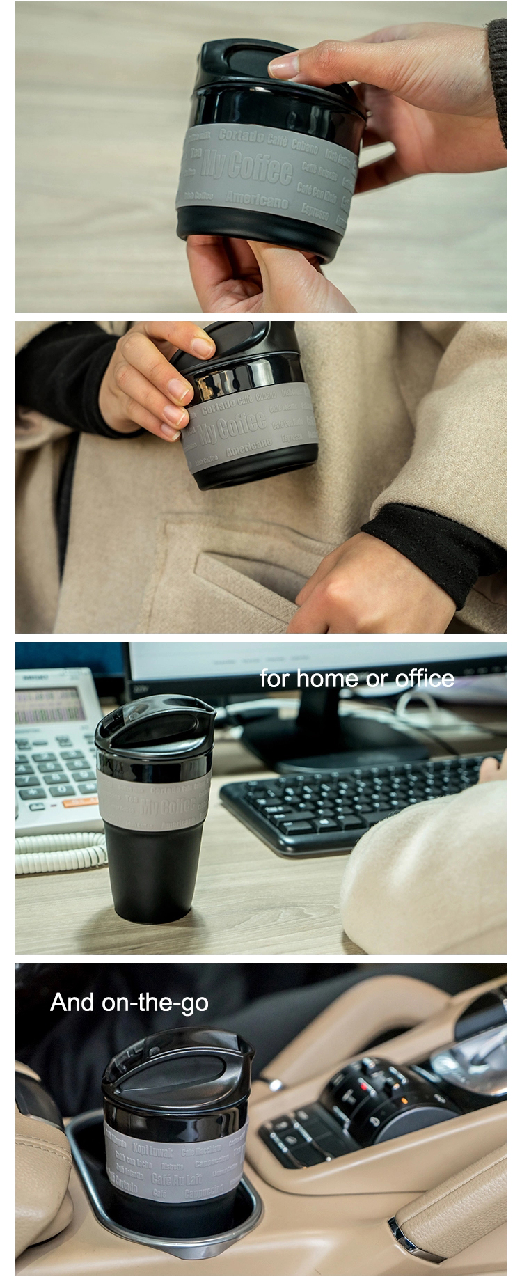 Biodegradable Reusable 12OZ Collapsible Silicone Coffee Cup