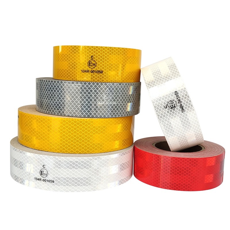 Yellow Conspicuity ECE 104r Reflective Tape Film Sheeting Vinyl Stripe Sticker Marker in Roll with Adhesive for Truck Car