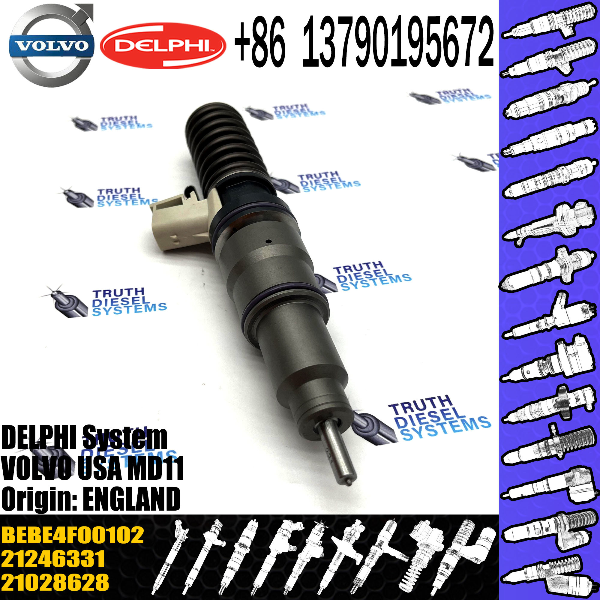 Direct Sale Diesel Fuel Injector 21246331 21028628 BEBE4F00102 For VOL MD11 US07