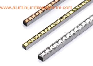 Wholesale Sparkle Glitter Glass Mosaic Tile Sheets Metal Edge As Listello Line / Border from china suppliers