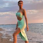 Sexy Solid Twisted Design High Slit Maxi Dress Off Shoulder Open Back