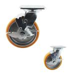 YLcaster Offers 200kg Yellow PU Wheel Aluminium Core Plate Swivel Side Brake