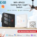 Tuya Fan switch Timer Control Voice No Neutral Wire Required Wall Smart WiFi