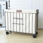 Iron Dirty Clothes Basket North Europe Simple Toy Book Sundry Basket With Wheel